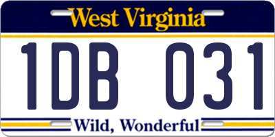 WV license plate 1DB031