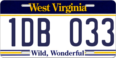 WV license plate 1DB033