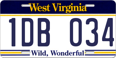 WV license plate 1DB034