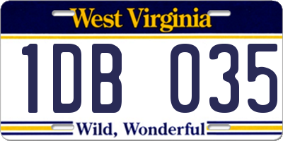WV license plate 1DB035