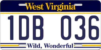 WV license plate 1DB036