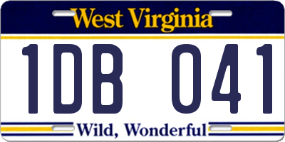 WV license plate 1DB041