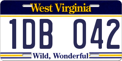 WV license plate 1DB042