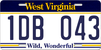 WV license plate 1DB043