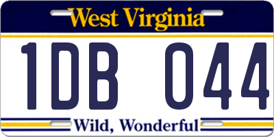 WV license plate 1DB044