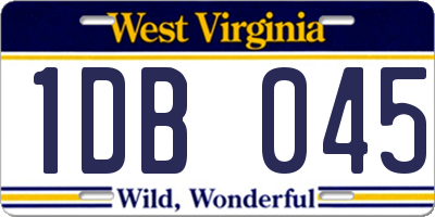 WV license plate 1DB045