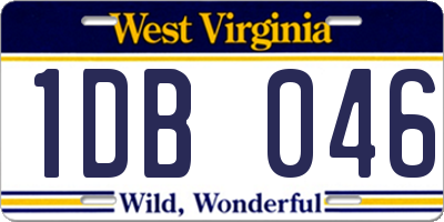 WV license plate 1DB046