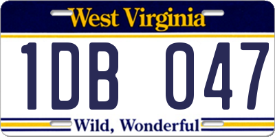 WV license plate 1DB047