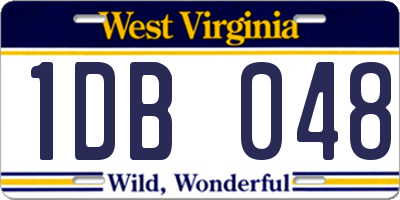 WV license plate 1DB048