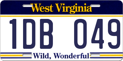 WV license plate 1DB049