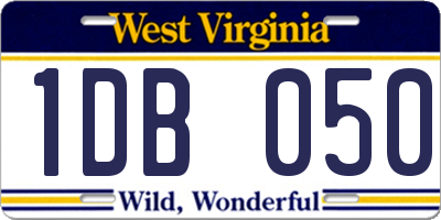 WV license plate 1DB050