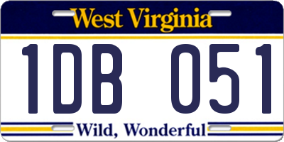 WV license plate 1DB051