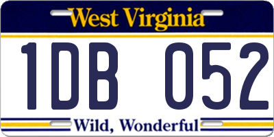 WV license plate 1DB052