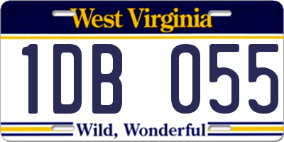 WV license plate 1DB055