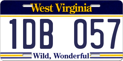 WV license plate 1DB057