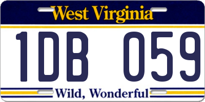 WV license plate 1DB059