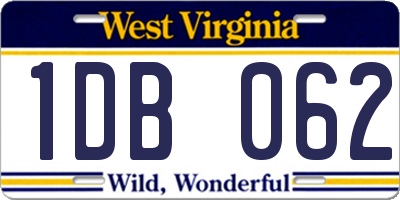WV license plate 1DB062