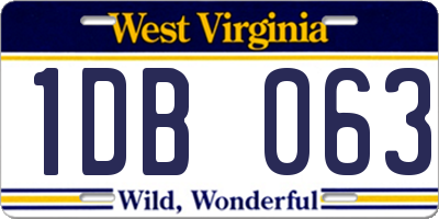 WV license plate 1DB063