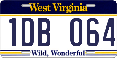 WV license plate 1DB064