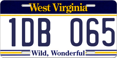 WV license plate 1DB065