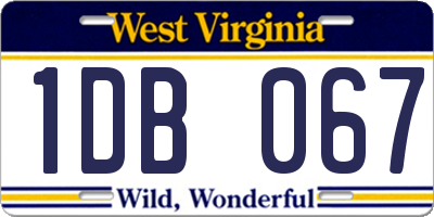 WV license plate 1DB067