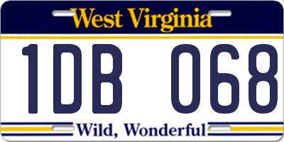 WV license plate 1DB068