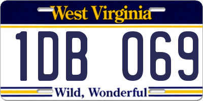 WV license plate 1DB069