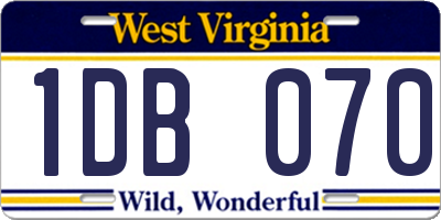 WV license plate 1DB070