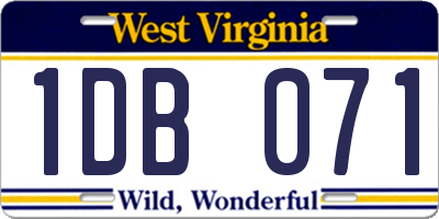 WV license plate 1DB071