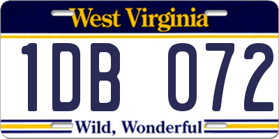 WV license plate 1DB072