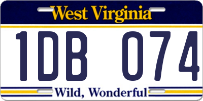 WV license plate 1DB074