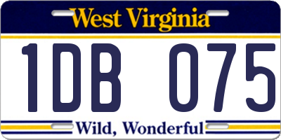 WV license plate 1DB075