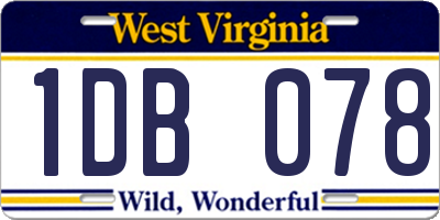 WV license plate 1DB078