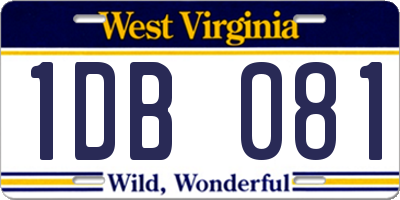 WV license plate 1DB081