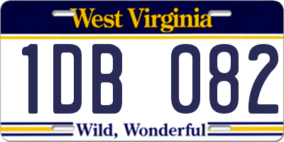 WV license plate 1DB082