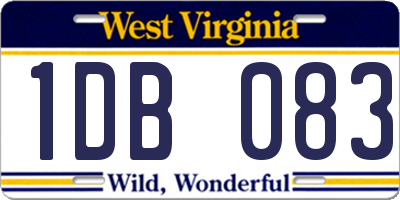 WV license plate 1DB083