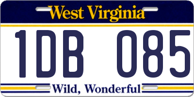 WV license plate 1DB085