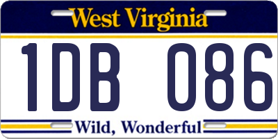 WV license plate 1DB086