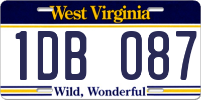 WV license plate 1DB087