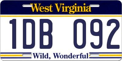 WV license plate 1DB092