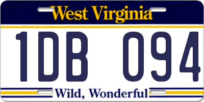 WV license plate 1DB094