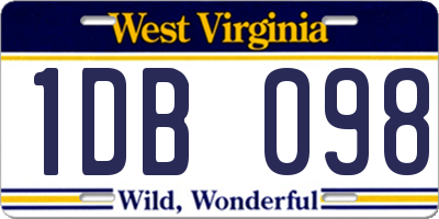 WV license plate 1DB098