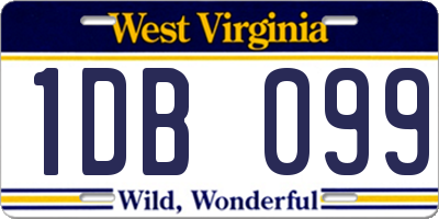 WV license plate 1DB099