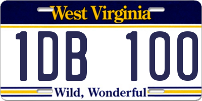WV license plate 1DB100