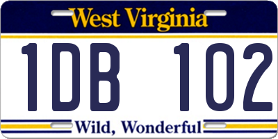 WV license plate 1DB102