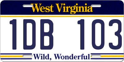 WV license plate 1DB103