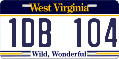 WV license plate 1DB104