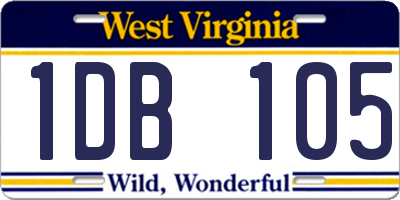 WV license plate 1DB105