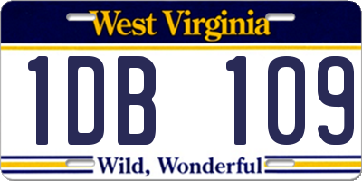 WV license plate 1DB109