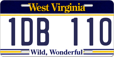 WV license plate 1DB110